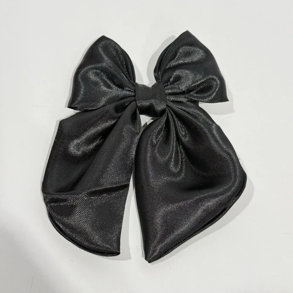 New Coquette black Satin hair bow for women and girls
